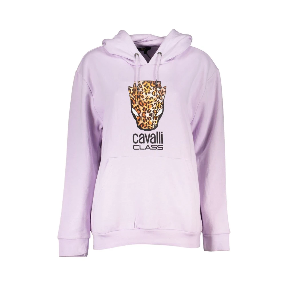 Cavalli Class Women's Purple Hooded Fleece Sweatshirt With Logo 2XL