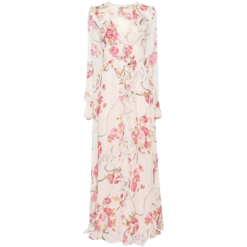 Blumarine Beige Jurk met Ruches Multicolor Dames