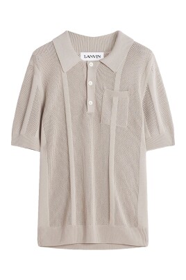 polo-en-maille-perforee-beige