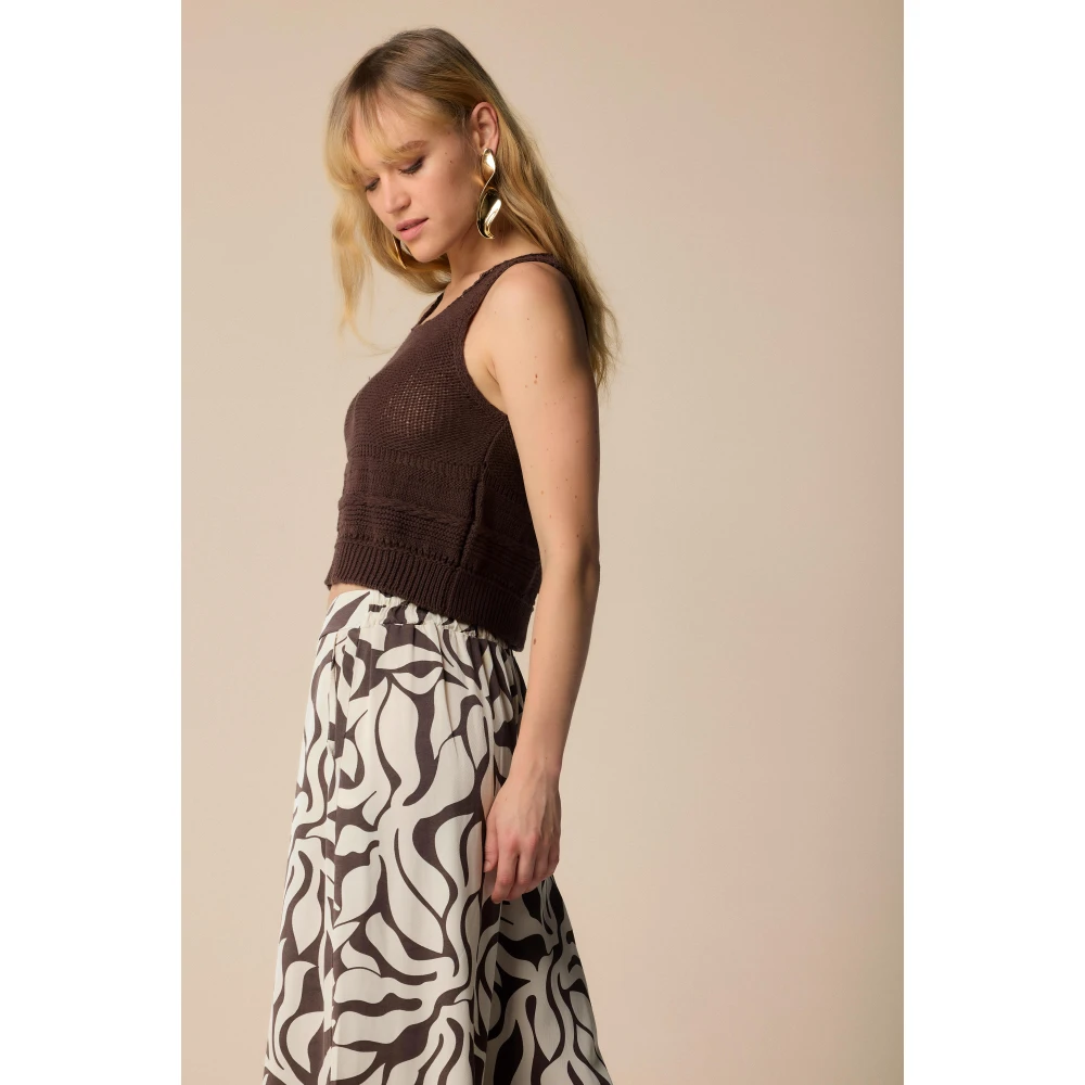 Kocca Elegante Gebreide Top Brown Dames