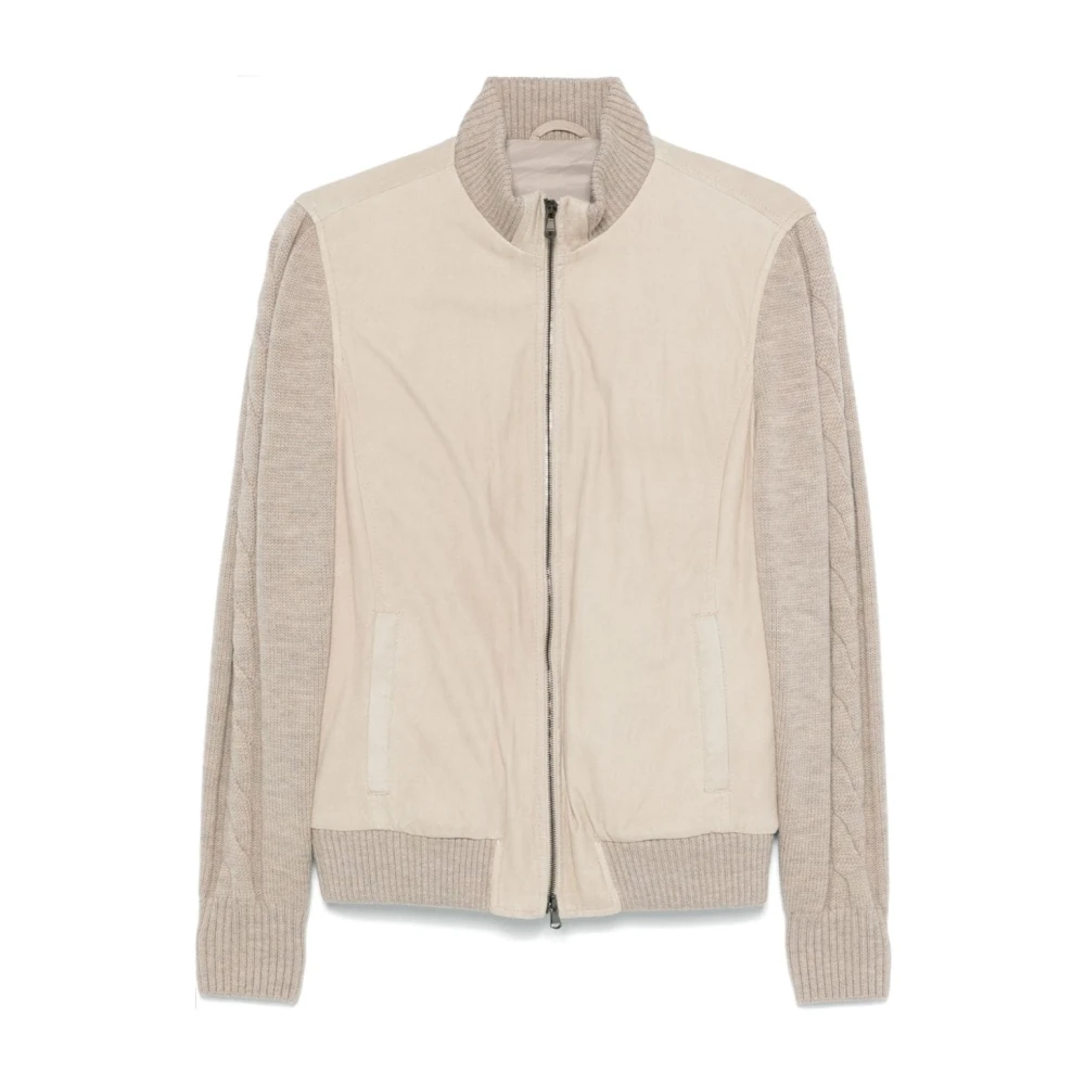 Barba Suede Zip Jacket Dove Grey Beige Heren