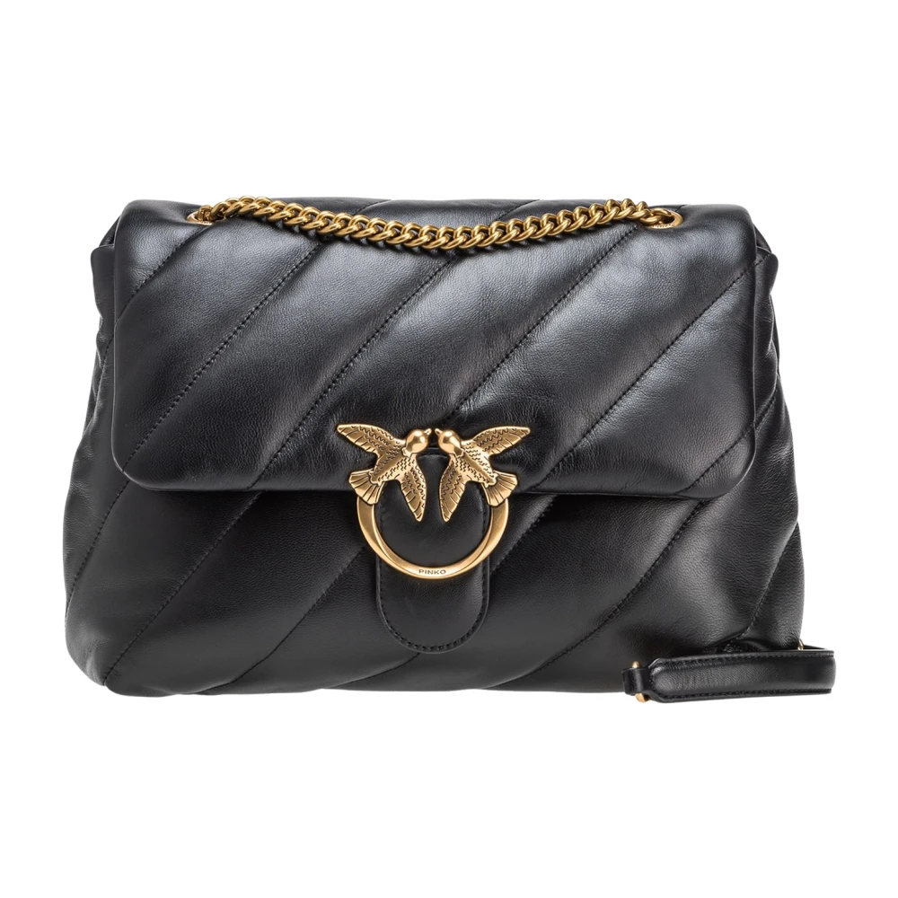Pinko Love Birds Diamond Cut Tas Black Dames