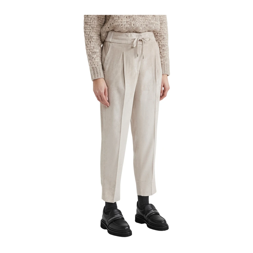 PESERICO Beige Velvet Joggingbroek Beige Dames