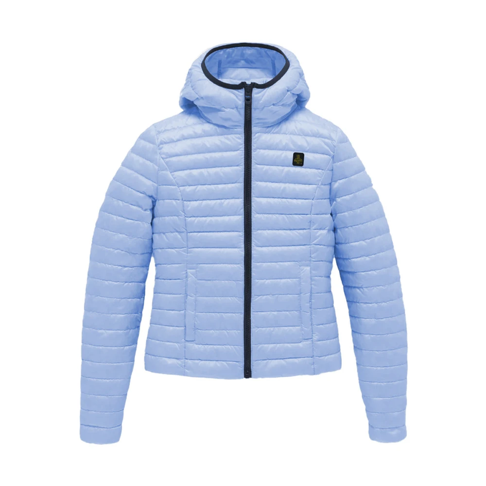 RefrigiWear Lichtgewicht donsjack met elastische capuchon Blue Dames