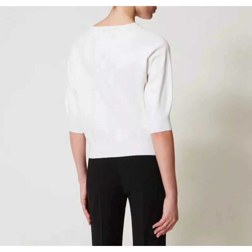 Twinset Cut Out Oval T-Shirt White Dames