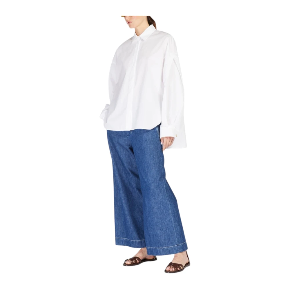 Max Mara Studio Witte Asymmetrische Overhemd van Katoen White Dames