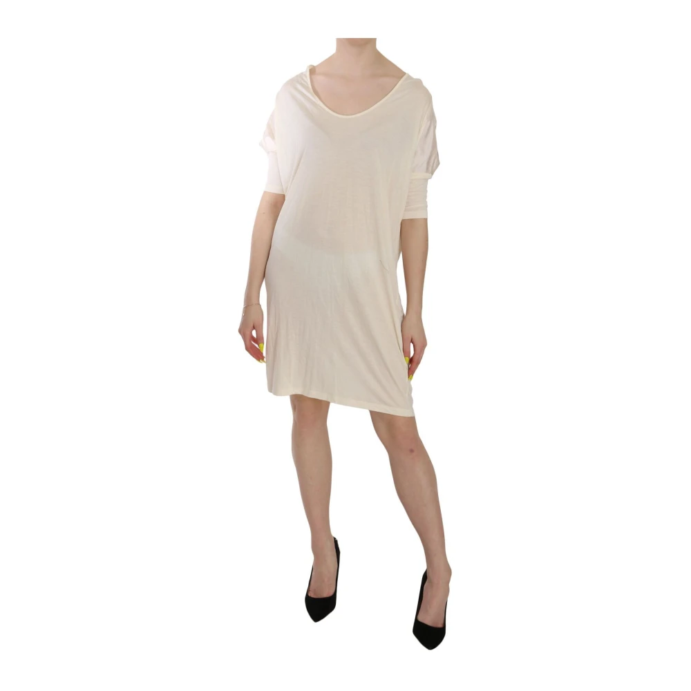 Costume National , Short Dresses, Female, Beige, L, Elegant Cream A-Line Dress With Elbow Sleeves