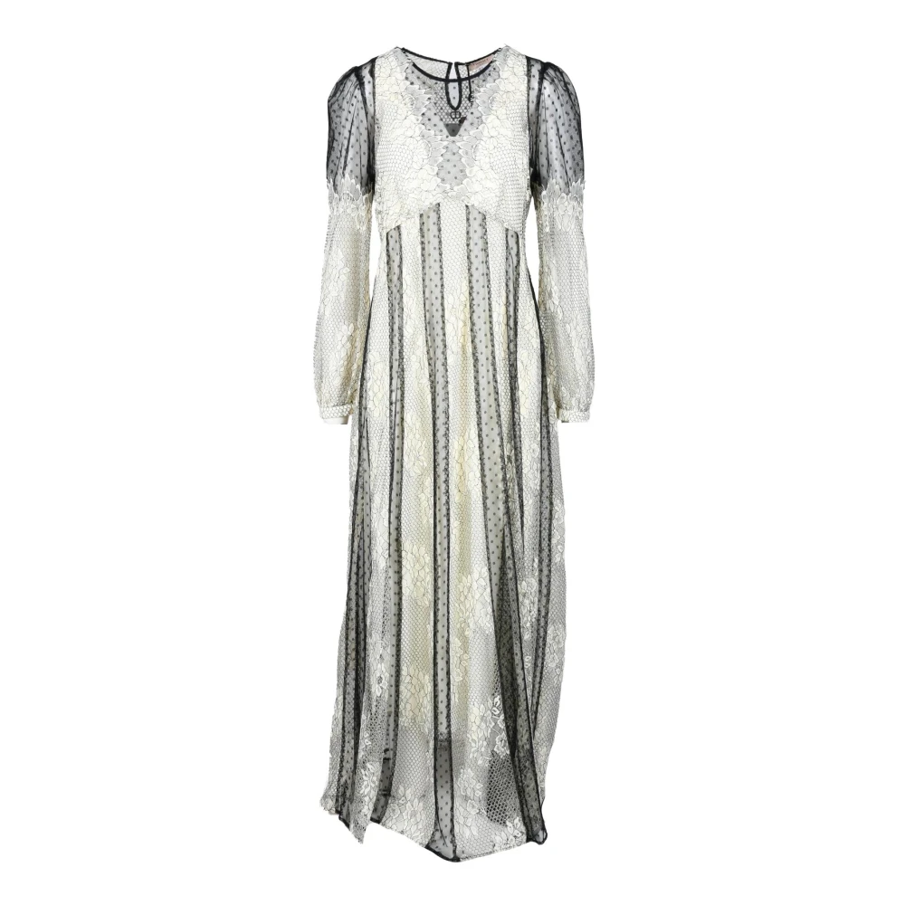 Twinset Elegante jurk in gemengde materialen White Dames