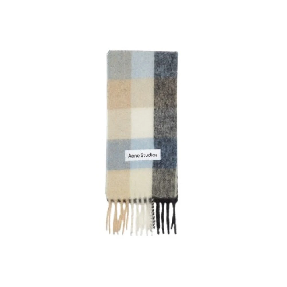 Acne Studios Geruit Sjaal Mohair Geborduurd Logo Multicolor Dames