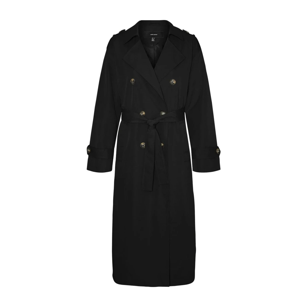 Vero Moda Zwarte Klassieke Trenchcoat met Revers Black Dames