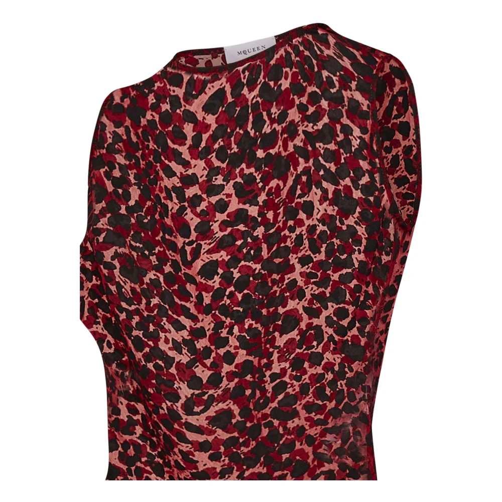 alexander mcqueen Luipaardmotief Rode Mouwloze Top Red Dames