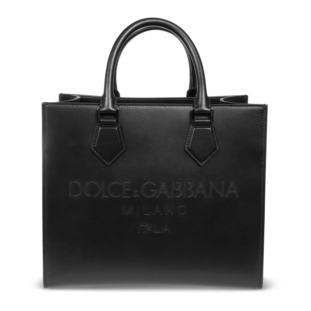 Dolce & Gabbana Svart Shopping Logo Tono Su Tono Väska Black, Herr