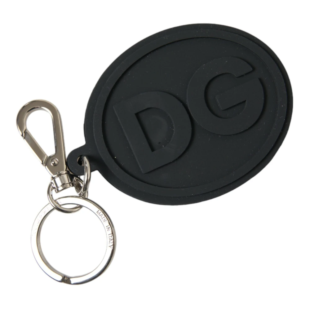 Dolce & Gabbana Elegant Black Silver Logo Keychain - Unisex - Keychains - Black - One Size - Accessories