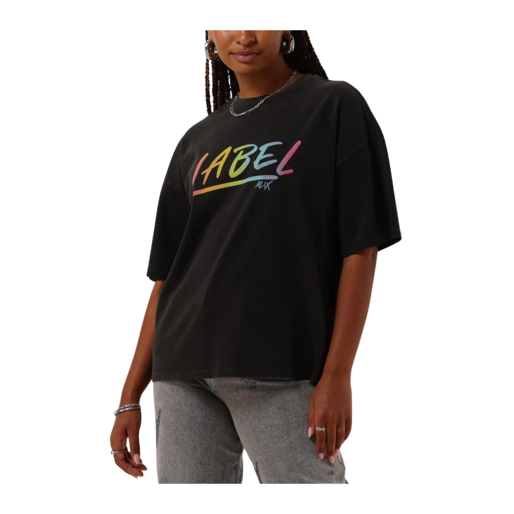Alix The Label Kleurrijk Logo Gebreide T-shirt Gray Dames