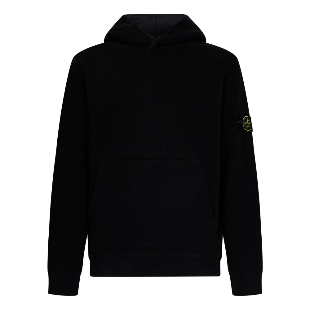 Stone Island Zwarte Trui met Capuchon en Kangoeroezak Black Heren