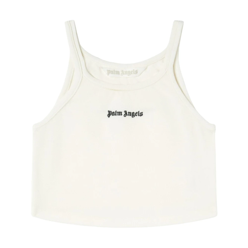 Palm Angels Witte Logo Print Tanktop Beige Dames