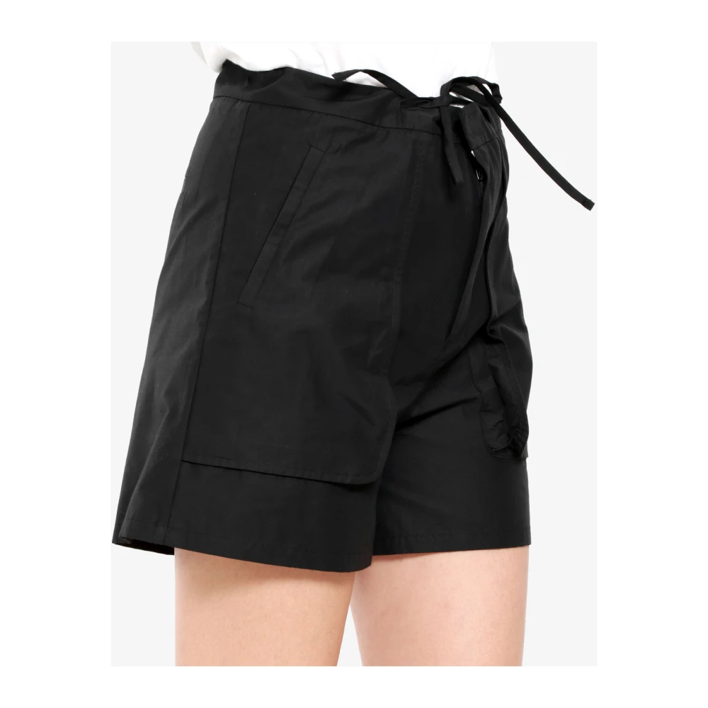 Mauro Grifoni Katoenen Shorts met Trekkoord en Zakken Black Dames