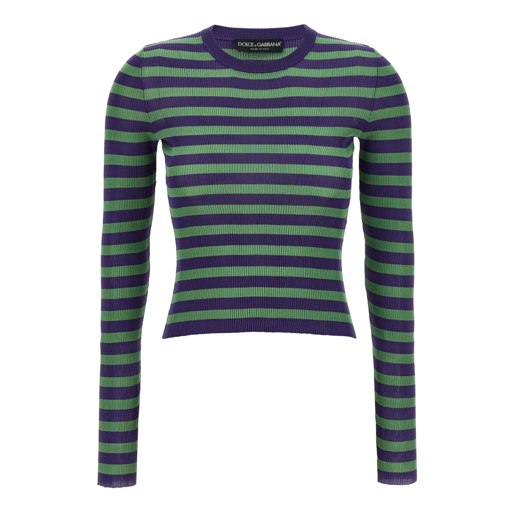 Dolce & Gabbana Women's Multicolor Round-Neck Knitwear, M, Viscose Pullover