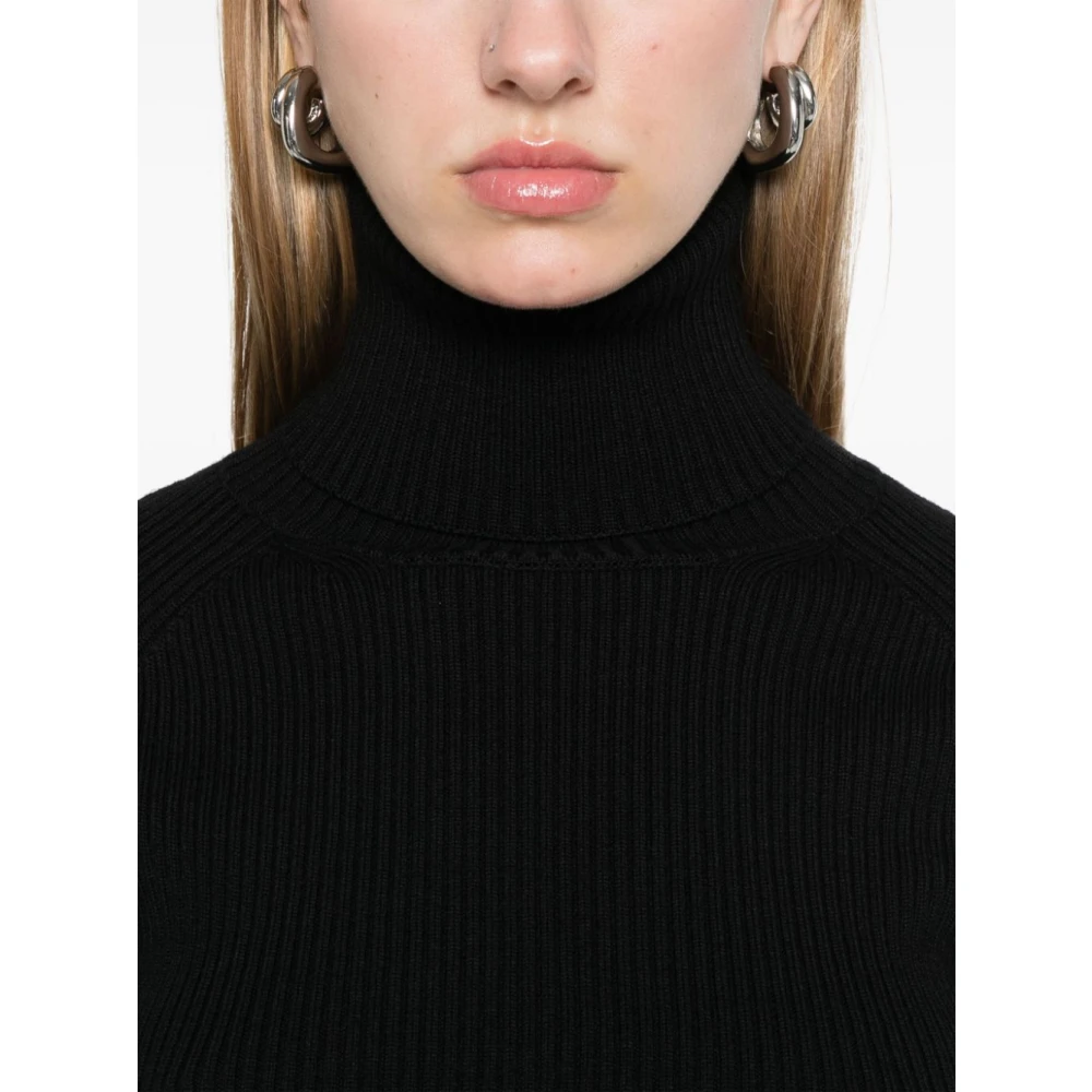 Junya Watanabe Zwart Geribbelde Coltrui Sweater Black Dames