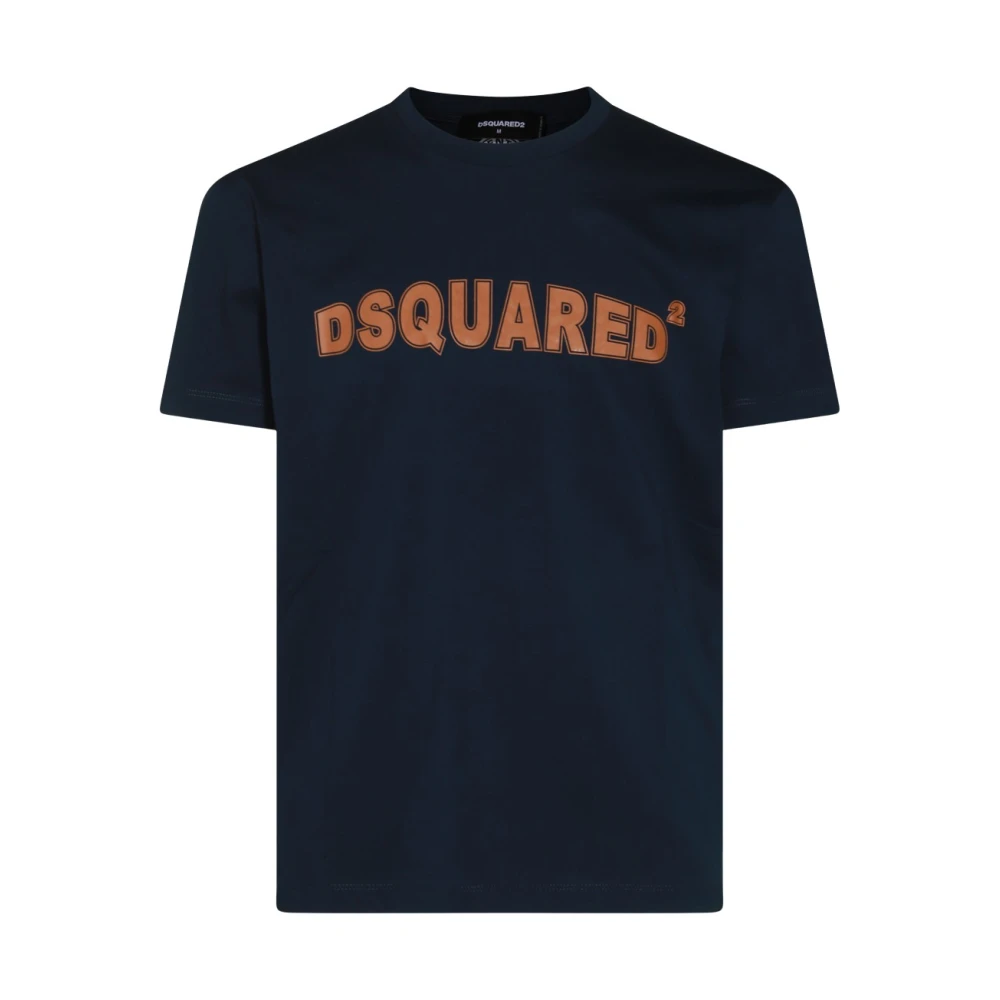Dsquared2 Navy Blauw Logo Print Katoenen T-shirt Blue Heren