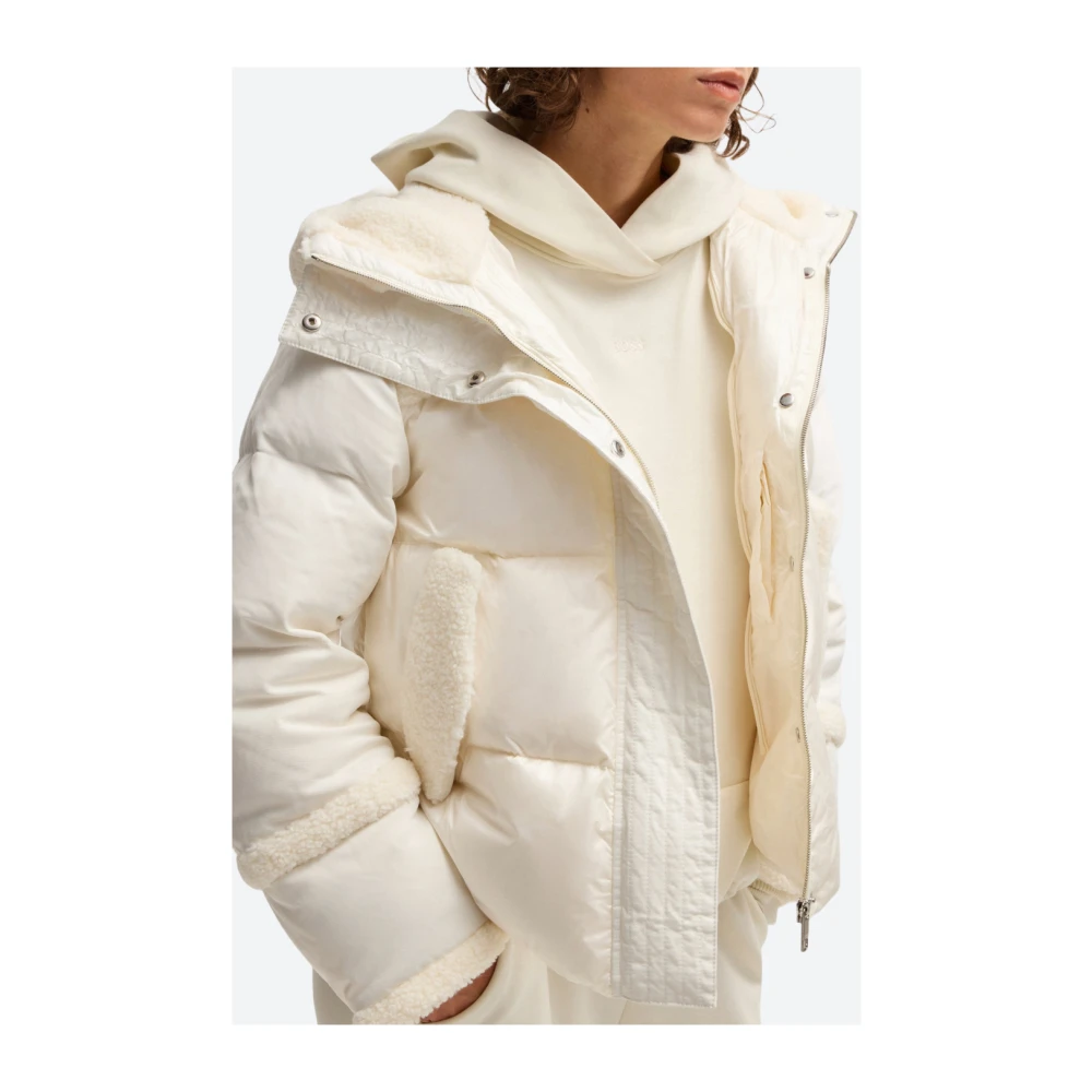 Hugo Boss Waterafstotende donsjack met pluche afwerking White Dames