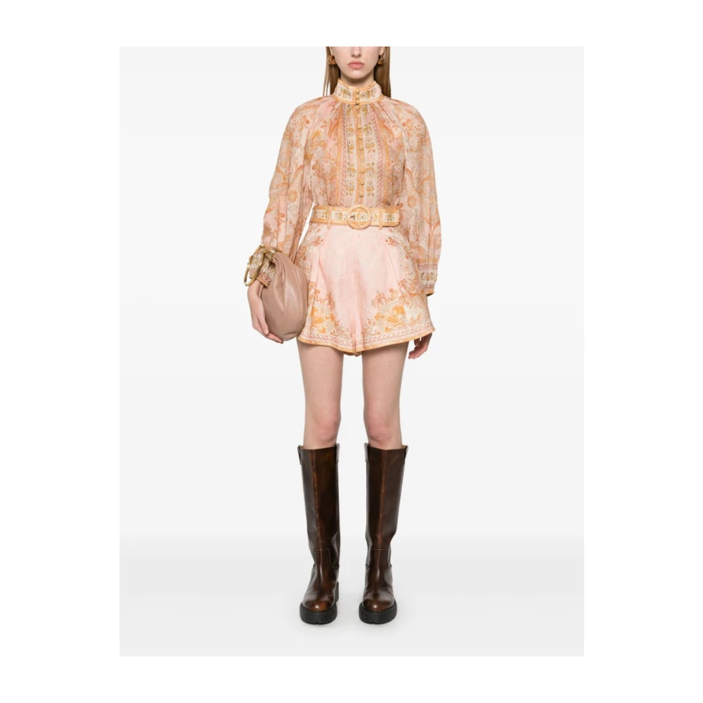 Zimmermann Roze Linnen Bermuda Shorts Pink Dames
