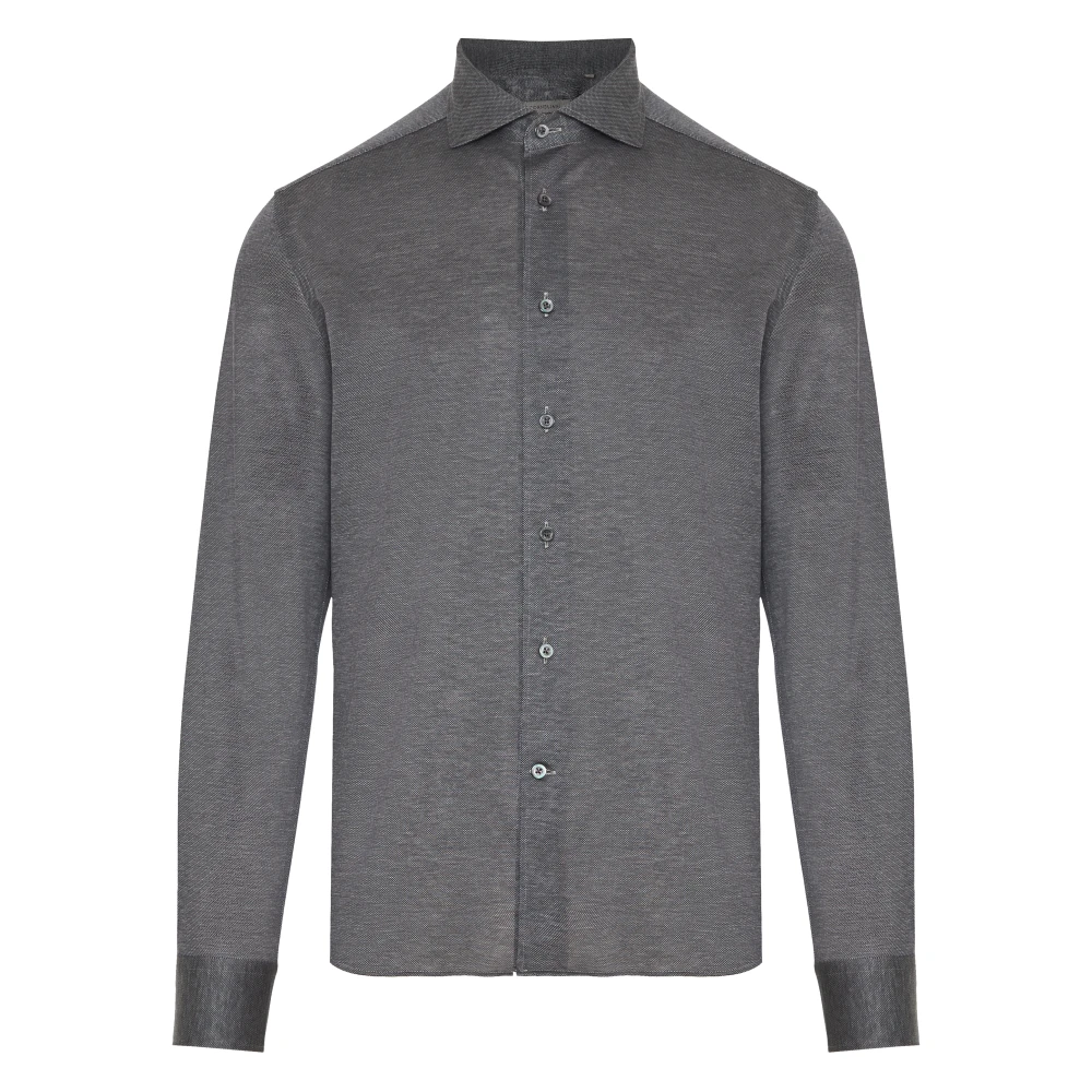Corneliani Jersey Katoenen Oxford Overhemd Gray Heren