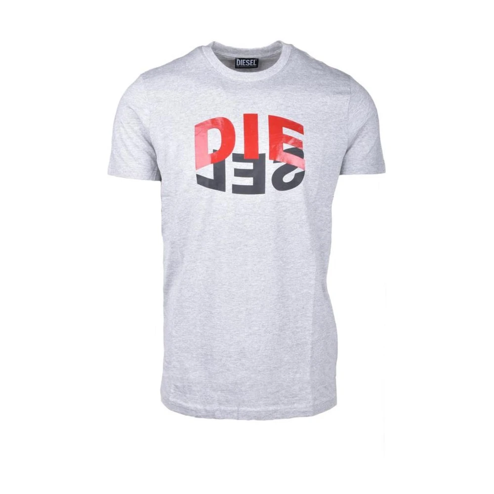 Diesel Grijze Katoenen Crew Neck T-Shirt Gray Heren