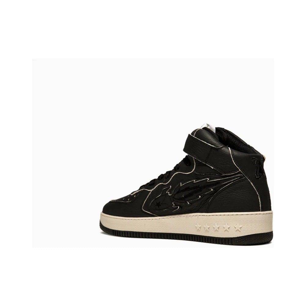 Enterprise Japan Leren Sneakers met Unieke Details geïnspireerd door Streetwear Black Heren