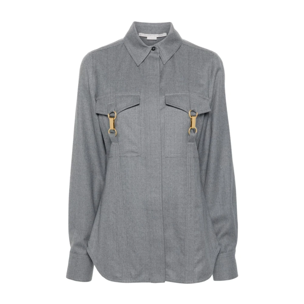 Stella Mccartney Grijze wollen overhemd met gouden gespen Gray Dames