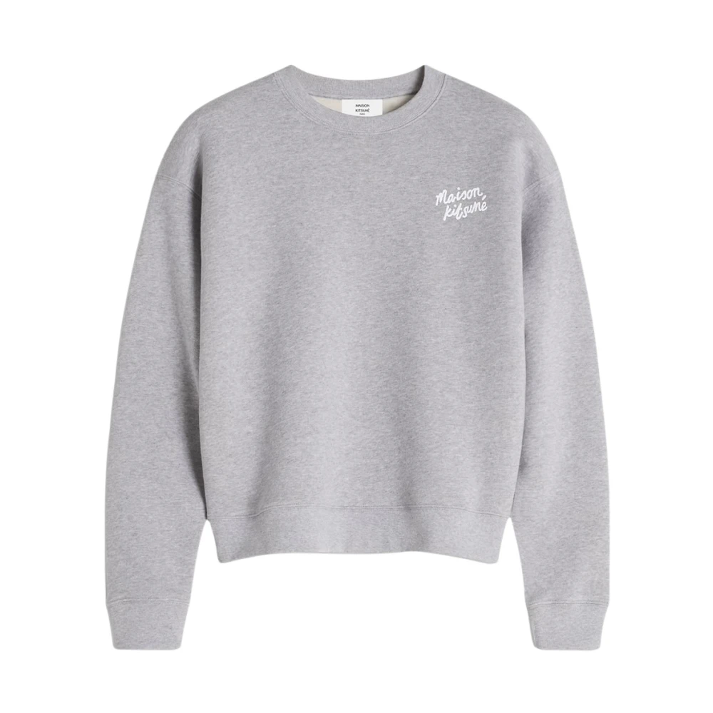 Maison Kitsuné Women's Gray Comfort Sweatshirt With Maison Kitsune Handwriting - Sweatshirts - S - Sweatshirts & Hoodies