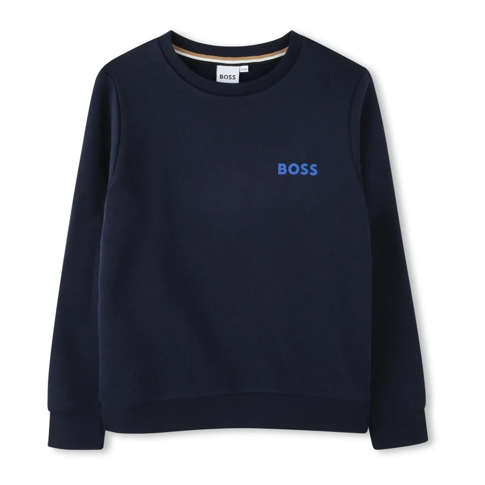 Hugo Boss Logo Sweatshirt Klassisk Bekväm Mjuk Bomull Blue, Unisex