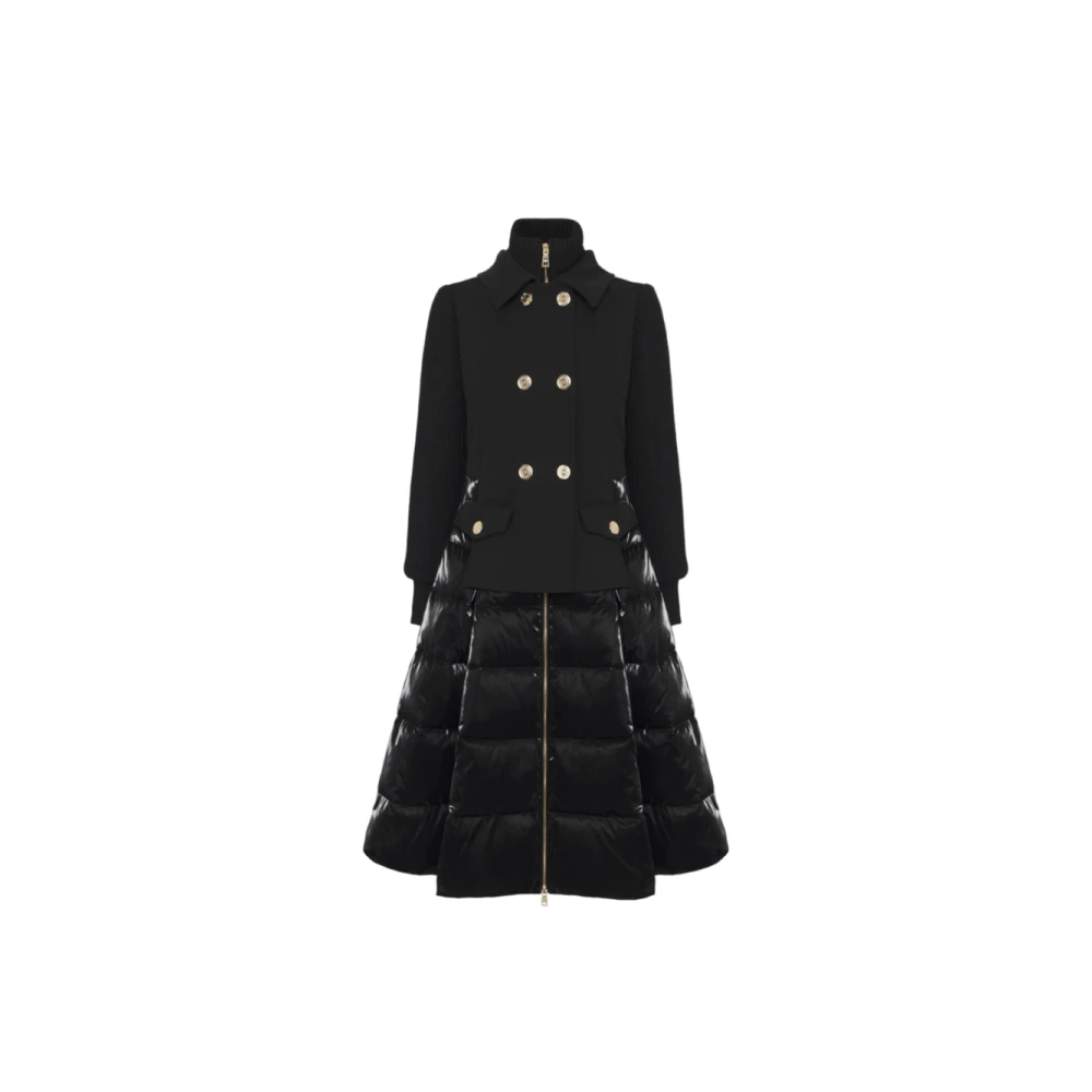 Elisabetta Franchi Dubbelknäppt quiltad jacka Black, Dam