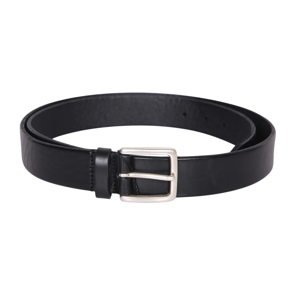 Dell'oglio Zwarte Leren Riem Klassieke Stijl Black Heren