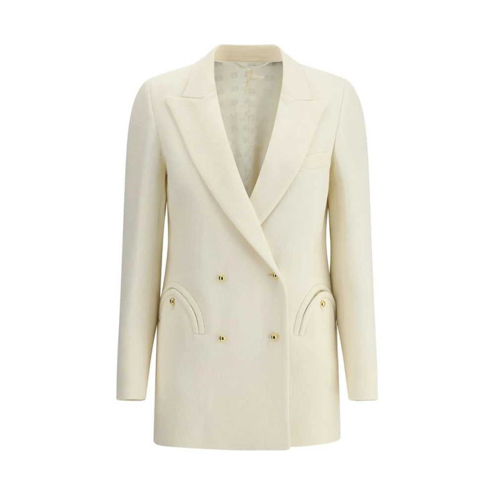 Blazé Milano Stijlvolle Double Breasted Wollen Blazer Beige Dames