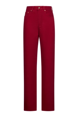 Röda Höga Midja Straight Leg Jeans