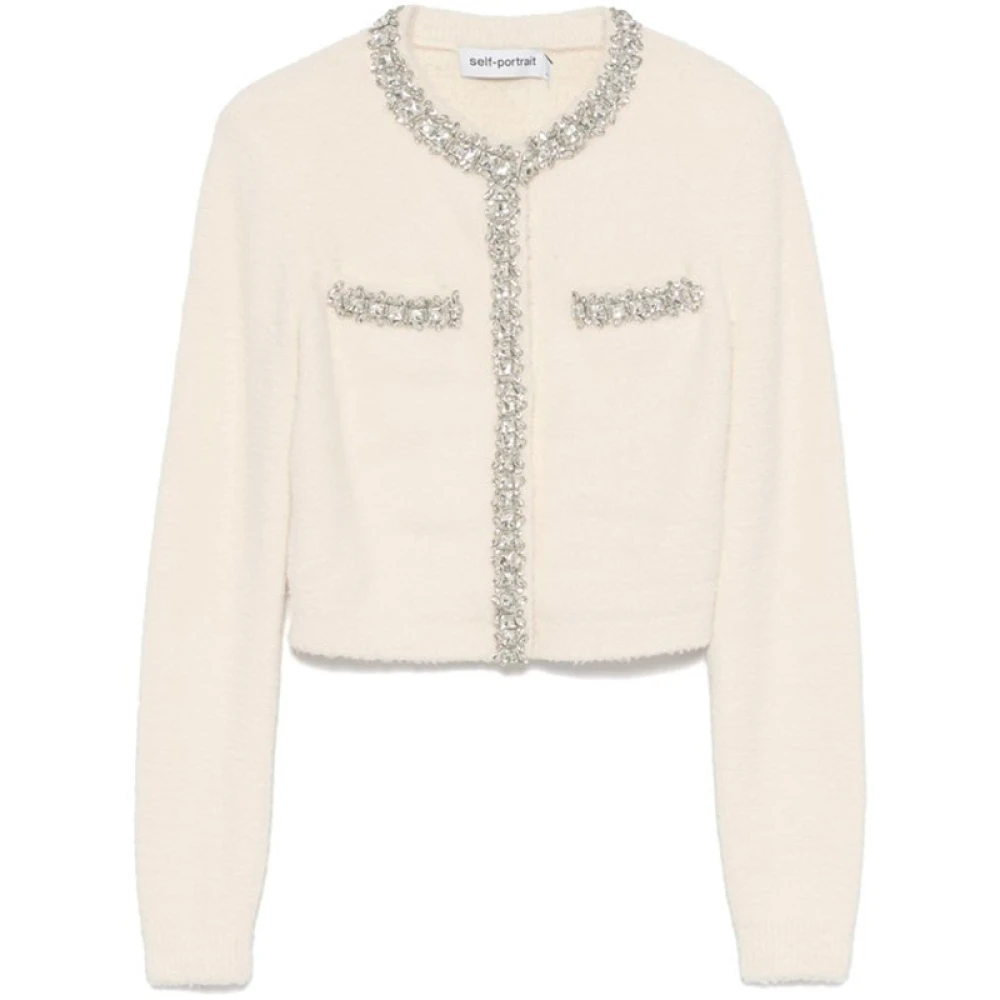 Self Portrait Kristalversierde Beige Vest Beige Dames
