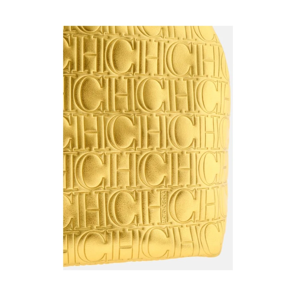 Carolina Herrera Matryoshka L Tatuado Leren Tas Yellow Dames