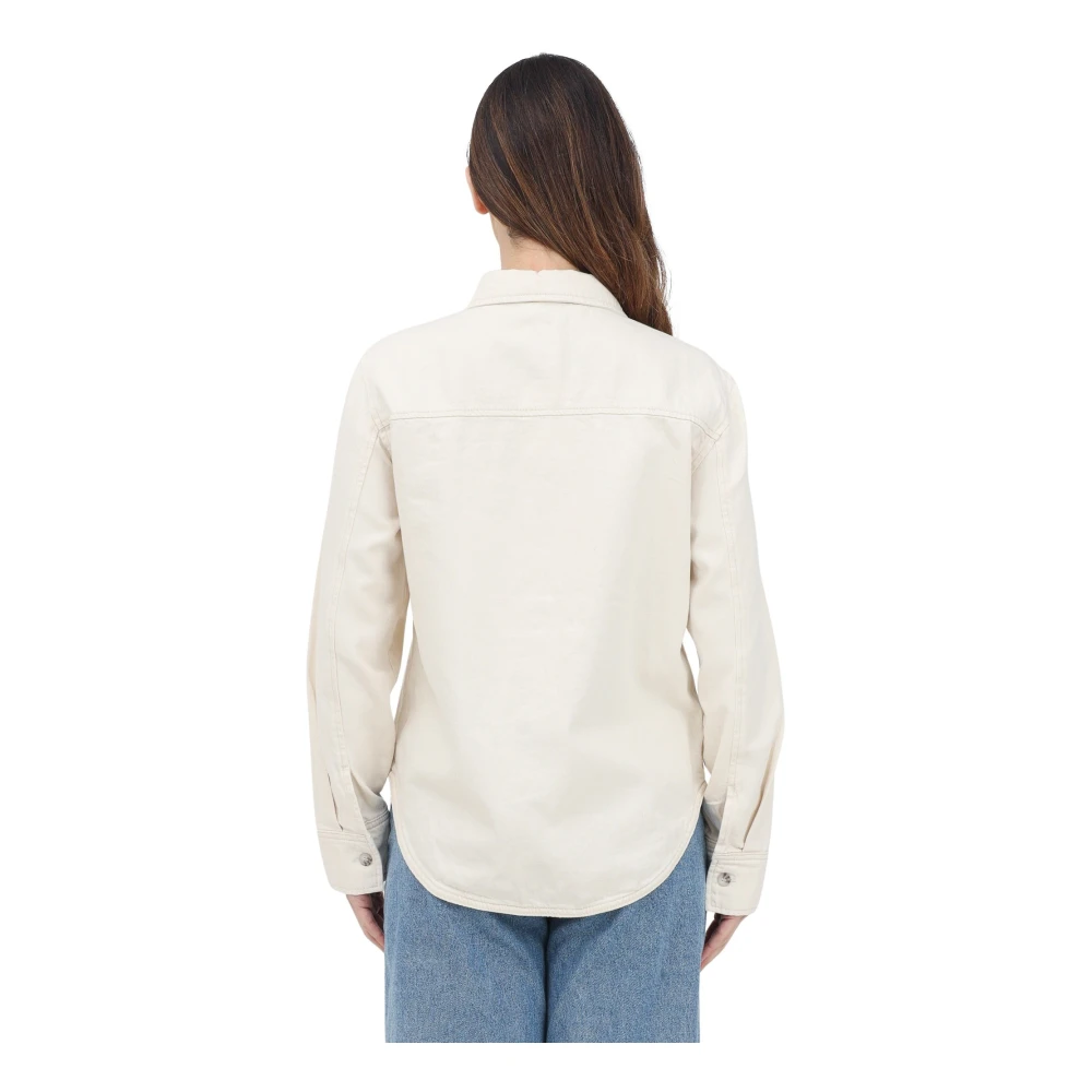 Only Beige Denim Overhemd met Lange Mouwen Beige Dames