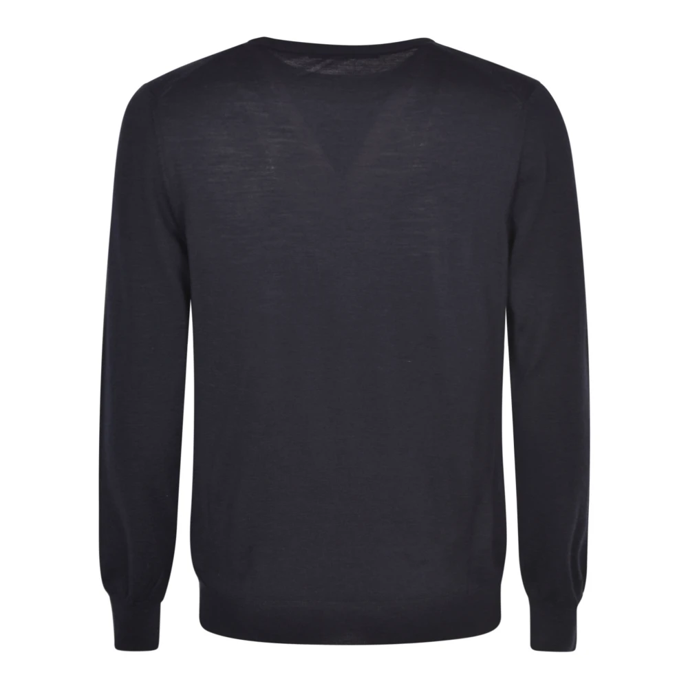 Tagliatore Donkerblauwe Wollen Pullover met Ronde Halslijn Blue Heren