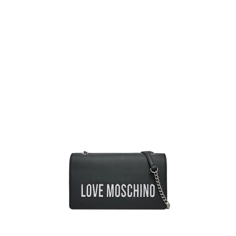 Moschino Zwarte Trendy Schoudertas met Gouden Details Black Dames