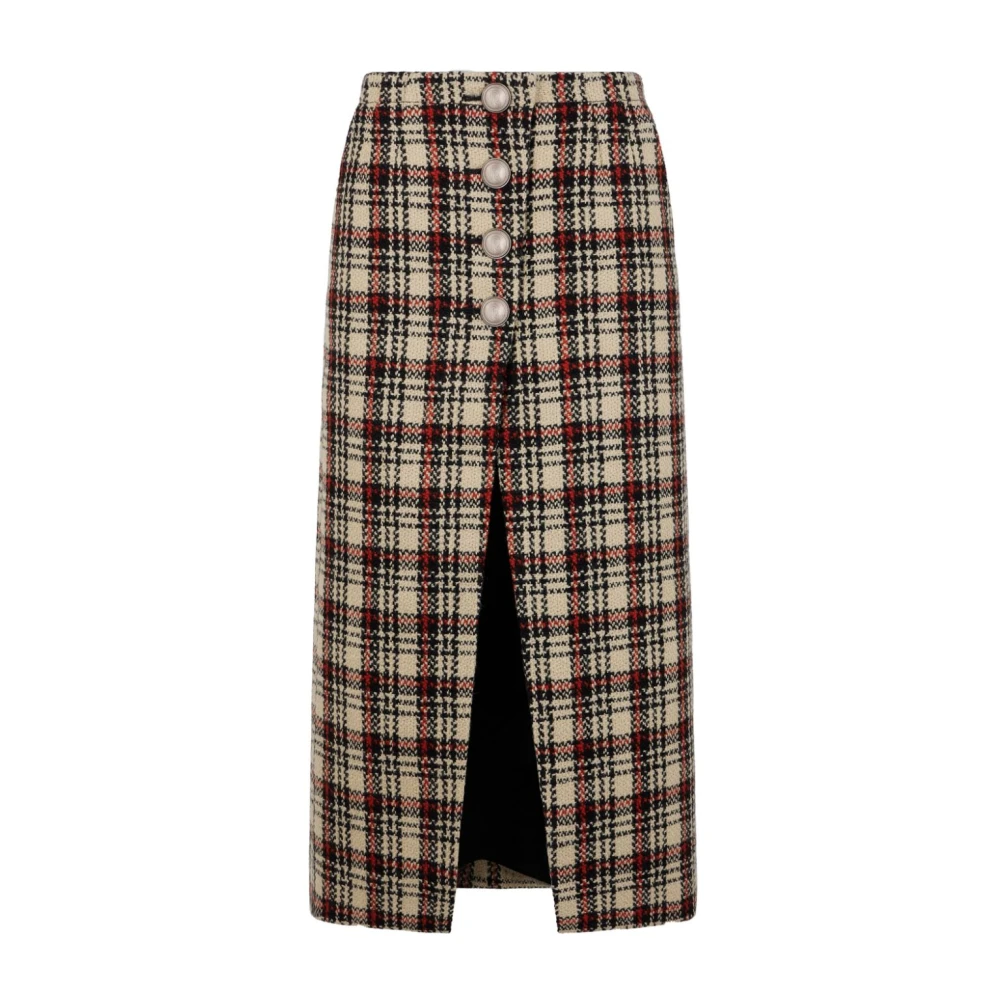 Paco Rabanne Mannelijke Tartan Zwarte Lange Rok Multicolor Dames