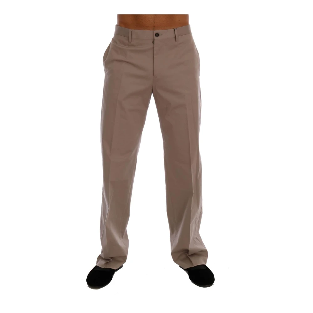 Dolce & Gabbana Beige Katoenen Stretch Chinos Broek Beige Heren