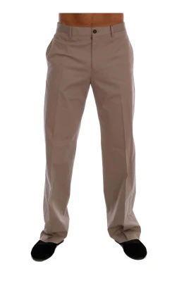 Beige Bomull Stretch Chinos Byxor
