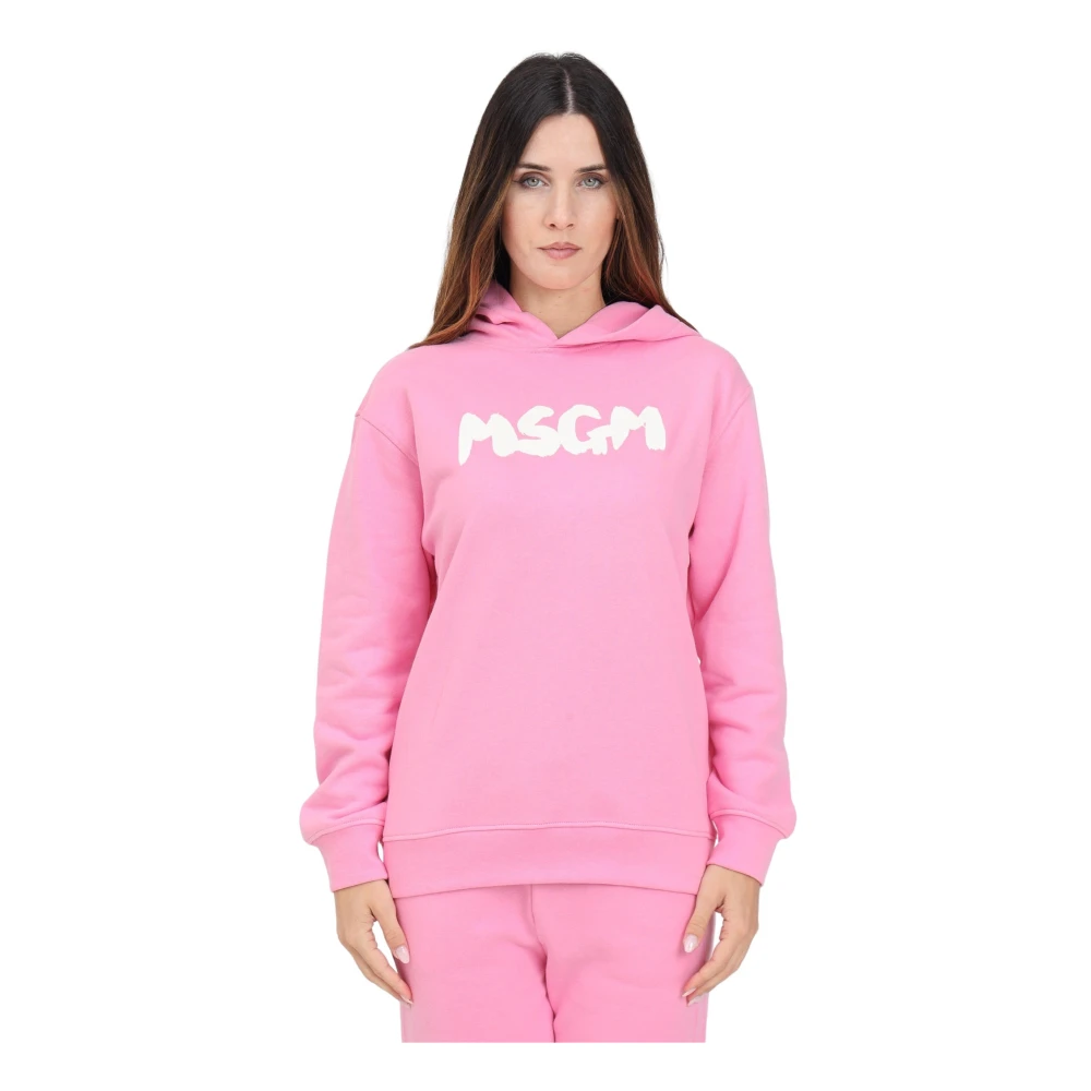 Msgm Roze hoodie trui met logo print Pink Dames