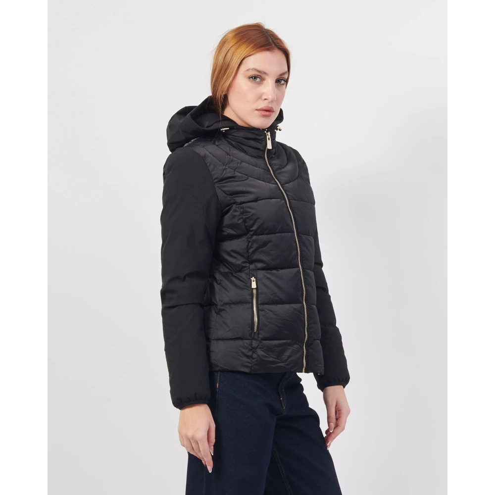YES ZEE Zwarte gewatteerde jas met afneembaar vest Black Dames