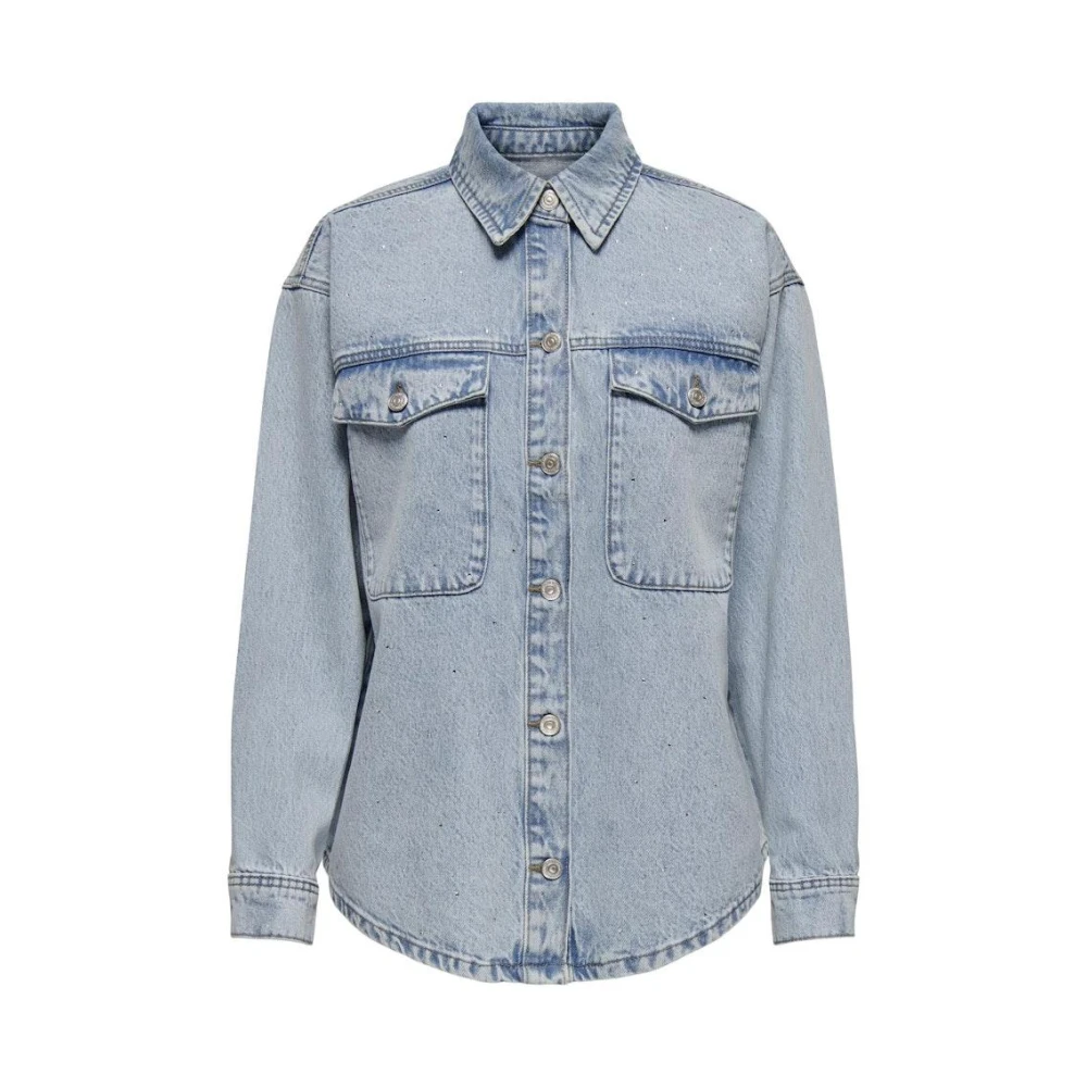 Only Lichtblauwe Denim Jack met Strass Blue Dames