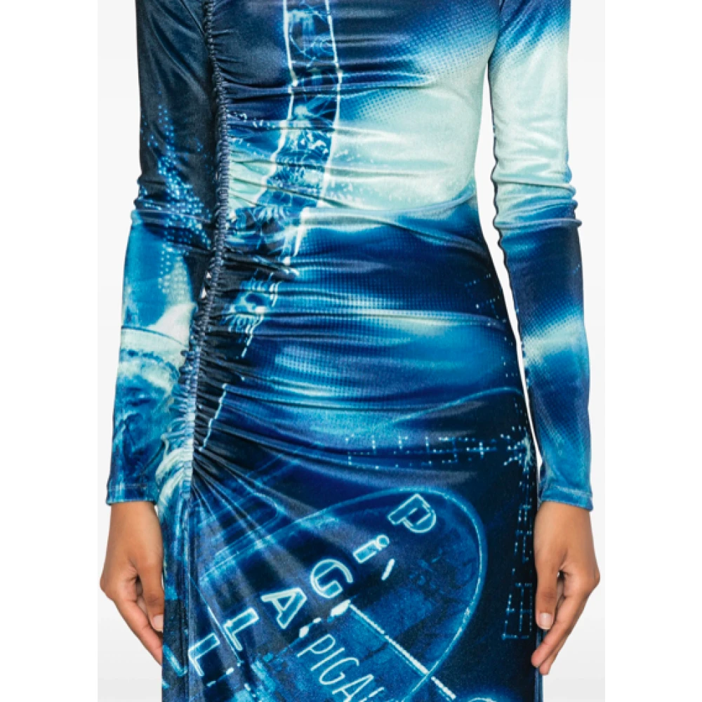 Jean Paul Gaultier Velvet Lange Jurk Pigalle Blue Dames