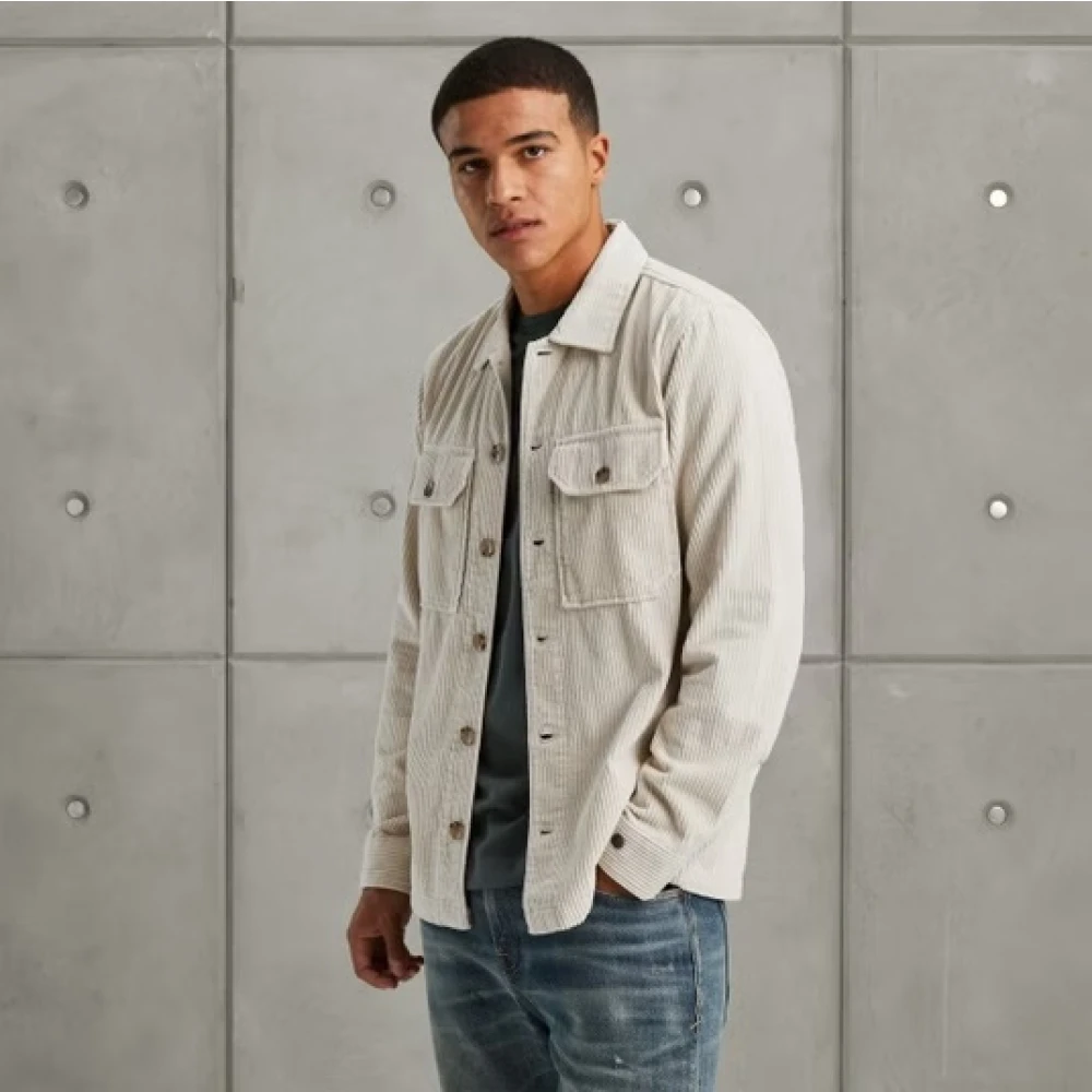 Cast Iron Ribcord Overshirt Solid Shirt Beige Heren