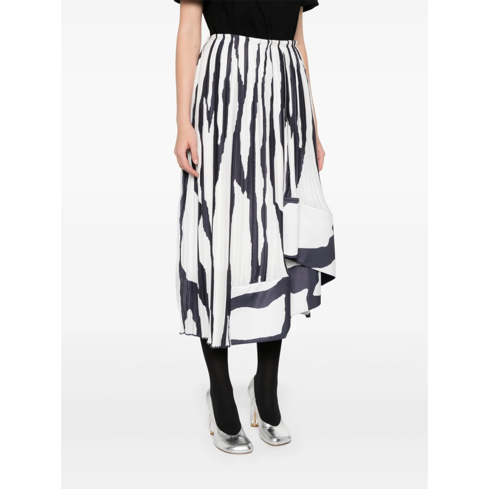 Lanvin Zebra Print Cascade Rok White Dames